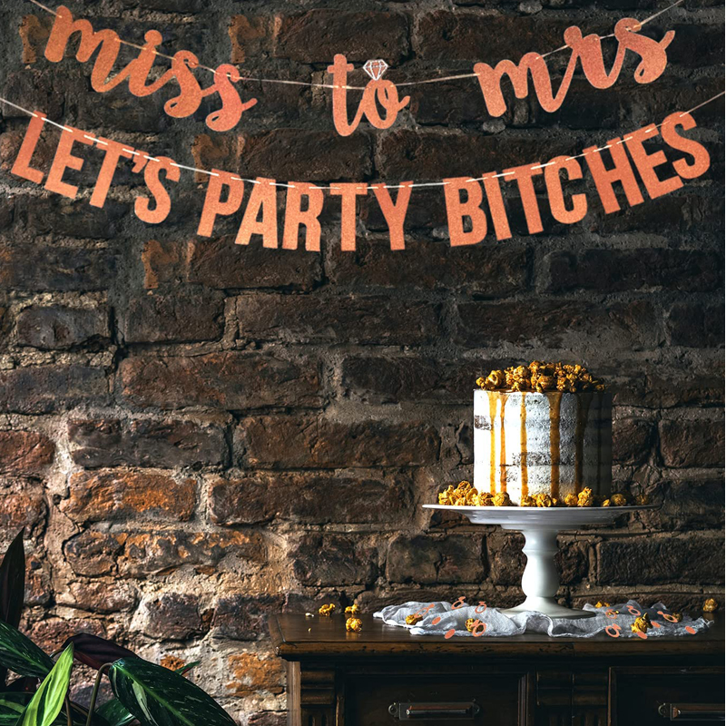 Rose Gold Bride to be farewell bachelor party pulling the flag miss to mrs bride baptism will pull flowers