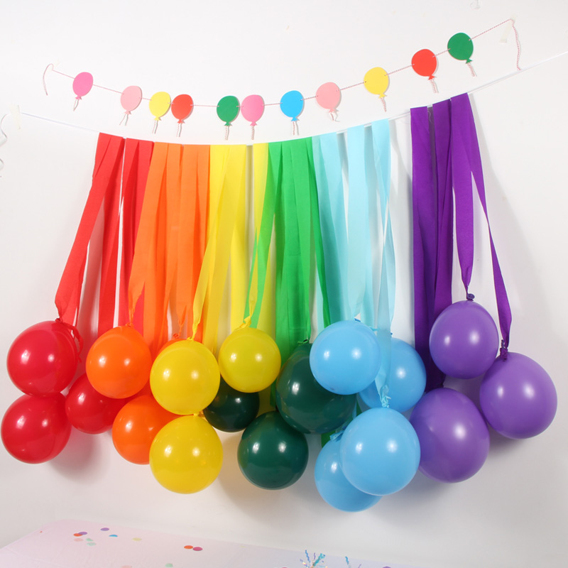 Six-1Children's Day Decorates Rainbow Baby's Anniversary Birthday in Korea Color Paper Roll Balloon Balloon Photo Background Wall