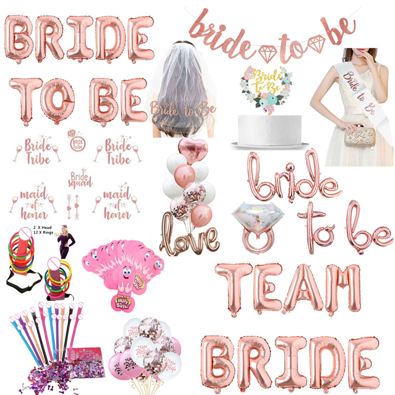 Farewell Bachelor Party Decorations Bridetto Be Bride Arranged Letter Balloon Nuptial Party Lads Flag Headwear