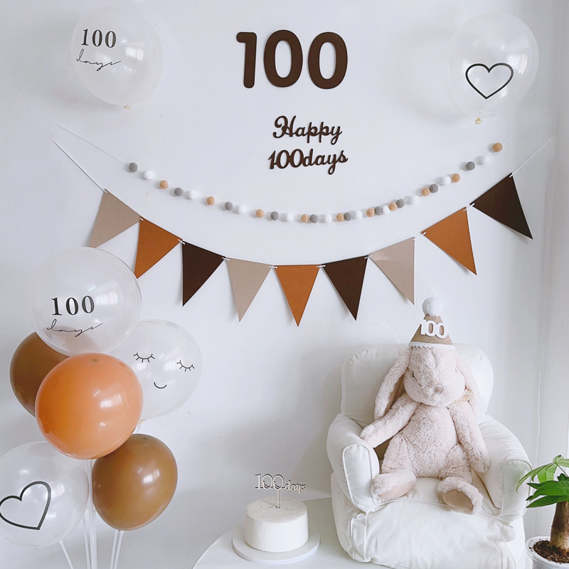 In Little Red Book Retro Baby Full Moon Layout Balloon Balloon Balloon Balloon Scene Decoration Hundred Day Banquet Boy and Girl Birthday