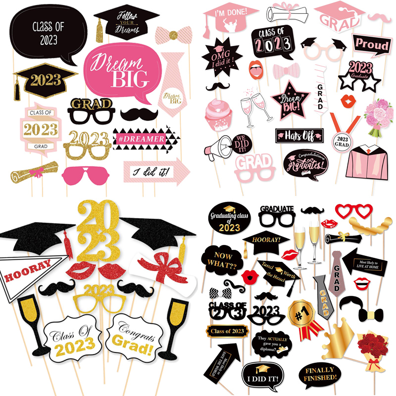 2023 Blame Graduation Prop with Props Red Lip Glasses Evening Photo Photo Graduation Prop