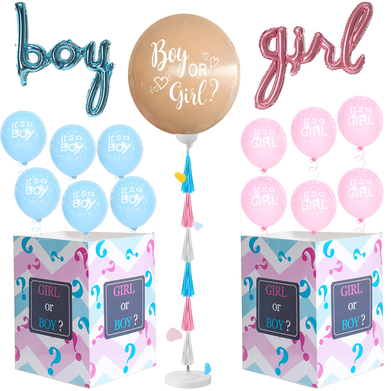 Gender Reveal Party Baby Surprise Box Reveal Balloon Banner Props Decorations