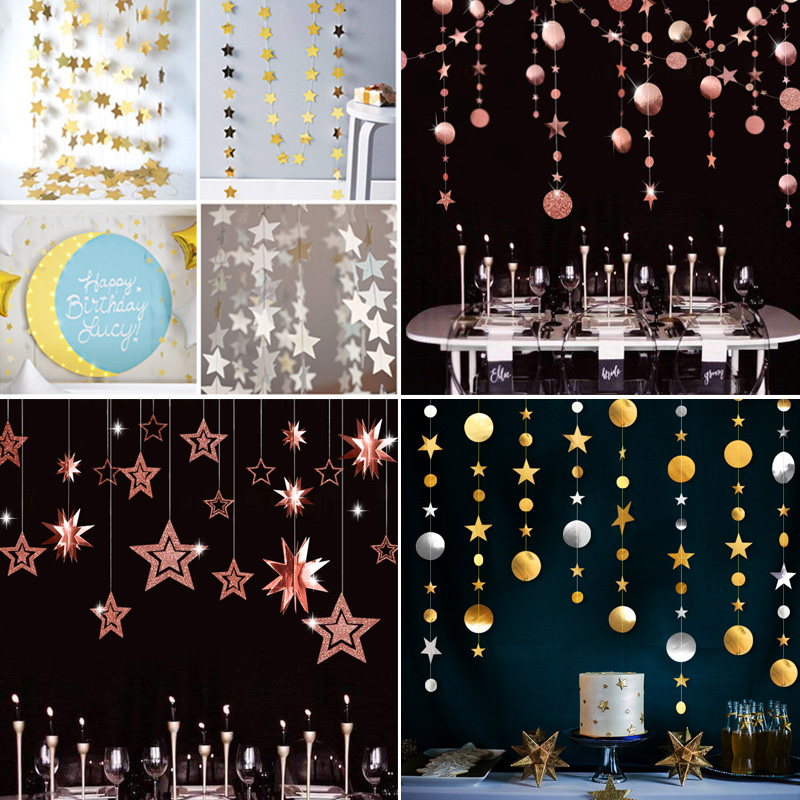 Creative star string flag pull flag pull peanut Day wedding background wall decoration Christmas New Year Thanksgiving hanging decoration