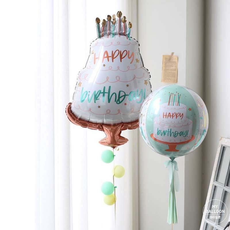 South Korea in red cake balloon baby birthday party decorated candle aluminum foil cartoon 100 days old decorated