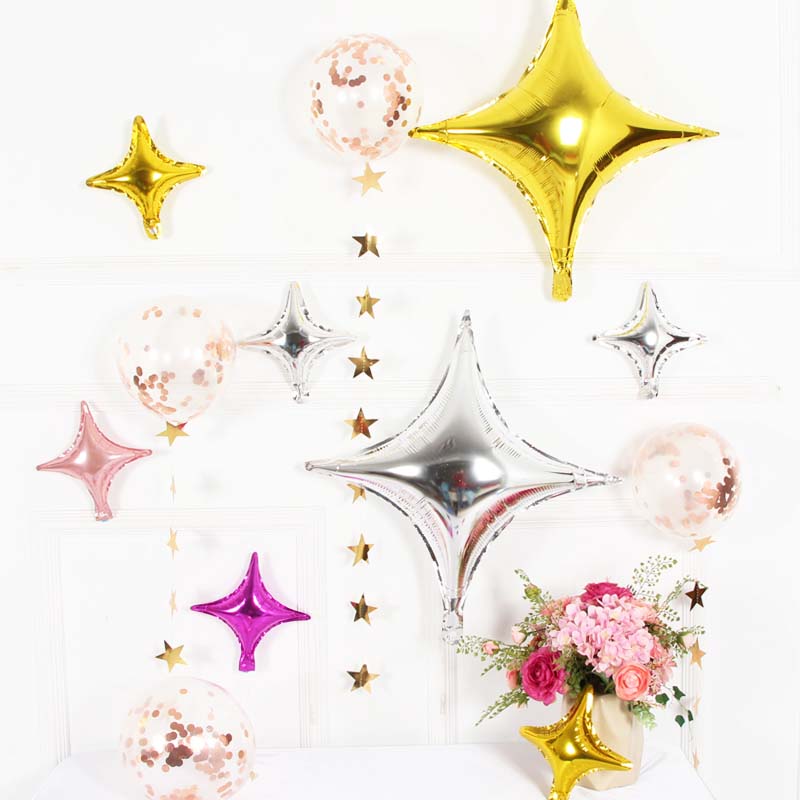 Birthday Party Aluminum Film Balloon 10 Inch 26 Inch Corner Star Aluminum Film Gold And Silver Color Balloon Wedding Decoration Gathering-Taobao