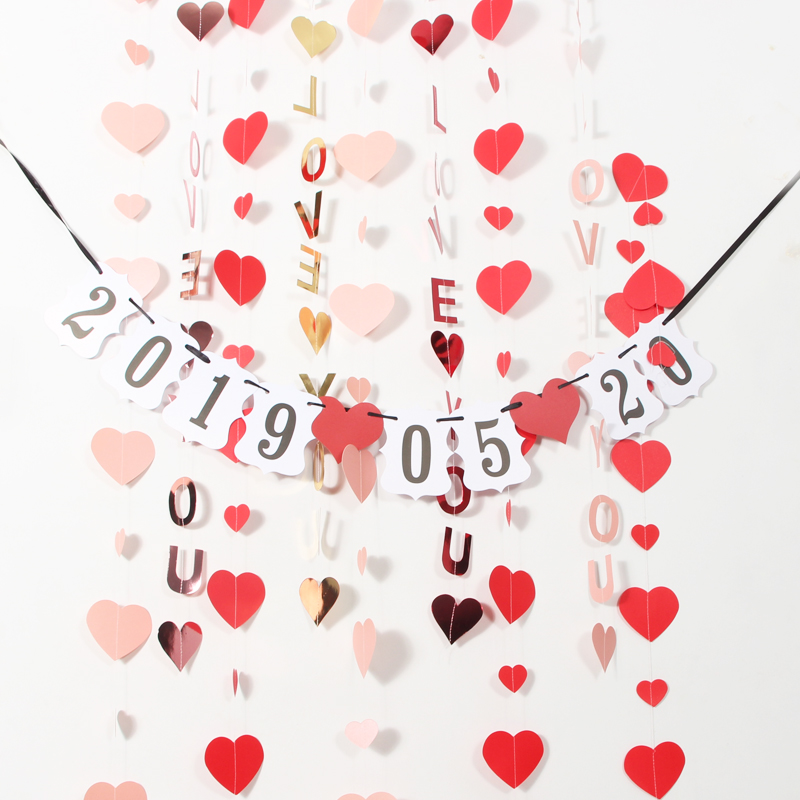 Marriage decoration wedding room arrangement with flower love string i love love string balloon hanging wedding arrangement