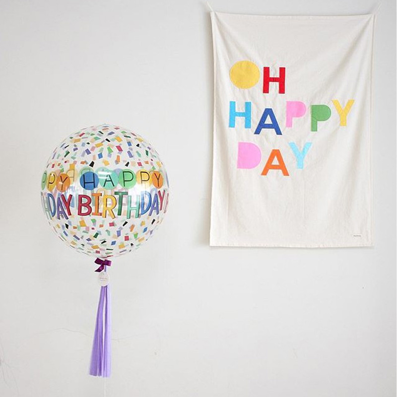 ins children's birthday decoration background cloth wall baby age arrangement net red cartoon oh happyday poster-Taobao