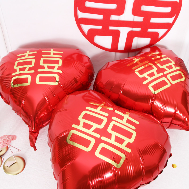 Romantic Wedding Proposal White Net Red Gem Red Creed Balloon Balloon Scene Aluminum Film Love Balloon