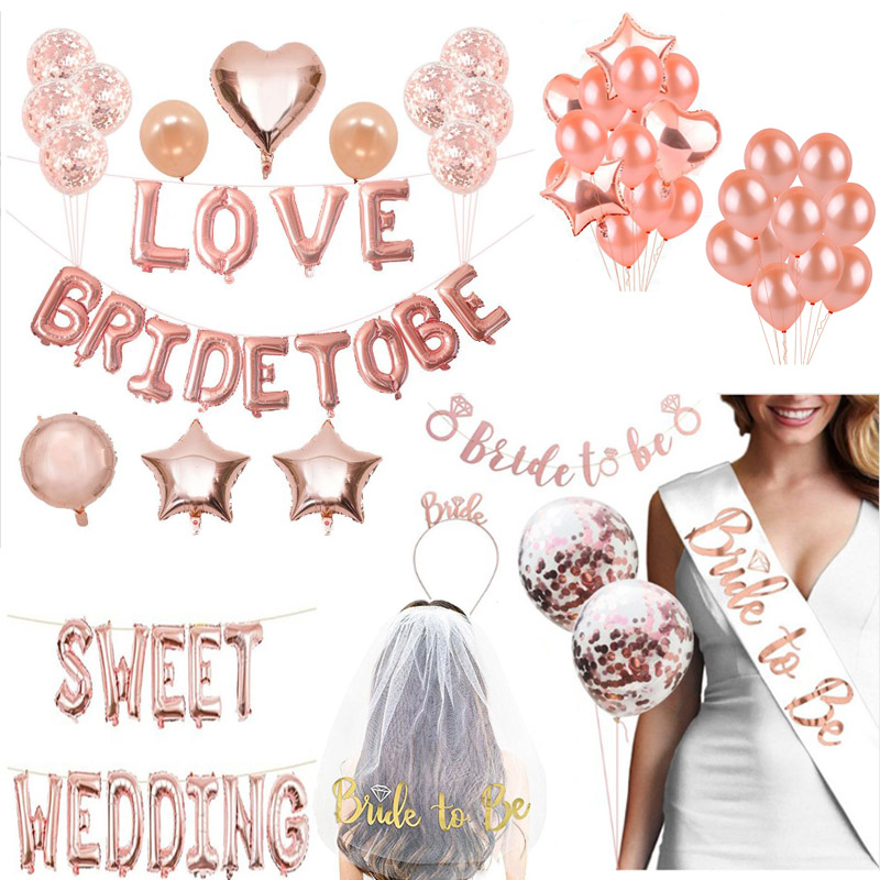Rose gold rose gold birthday wedding layout balloon bride to be bachelor party decoration set
