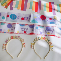 Cute it my birthday shoulder band for childrens birthday party girl princess party photo props