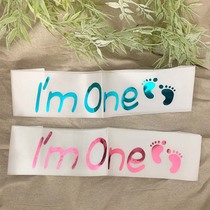 ins baby one year old decorative etiquette strap im one I one year old male and female baby photo props