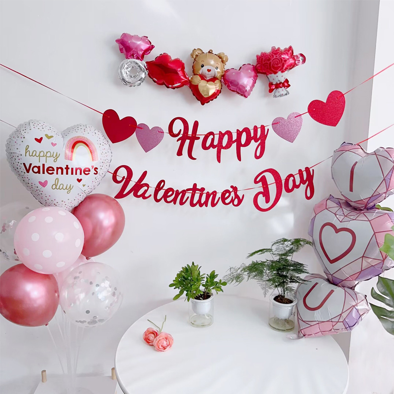 Romantic Valentine's Day Theme Confession Balloon Couple Confession Scene Decoration Bar Proposal Anniversary Marriage Plan
