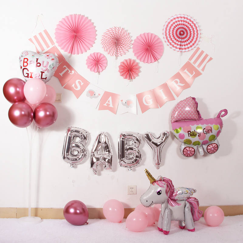 Creative men and women Baby birthday Placement suit babyshower Balloon Pull Flowers Decorate Hundreds Day Banquet-Taobao