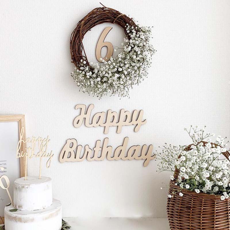 ins Japanese and Korean style happy birthday birthday digital wall stickers children's first birthday layout background wall