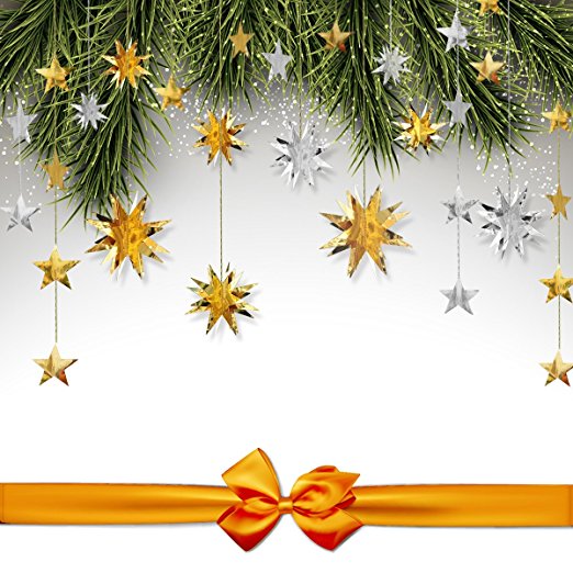 2 m Mirror Reflective Stars String Flags Graduation Gala Solid Stars Decoration Hangings Wedding Party Supplies-Taobao