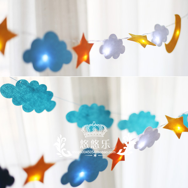 Korean version of the little girl's heart LED cloud disc lantern party wedding room decoration children's tent decoration