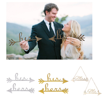 Romantic Hare Hers Mr Mrs Wooden Arrowhead Bride Groom for Exterior View Wedding Shooting