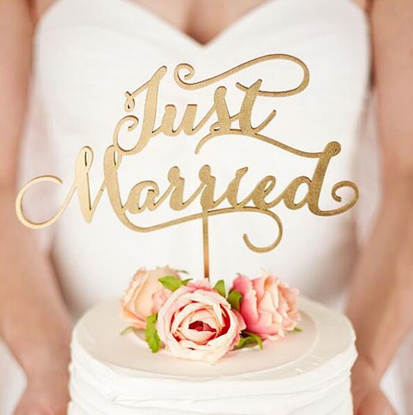 European and American wooden just married cake per wedding cake plug-in ornaments