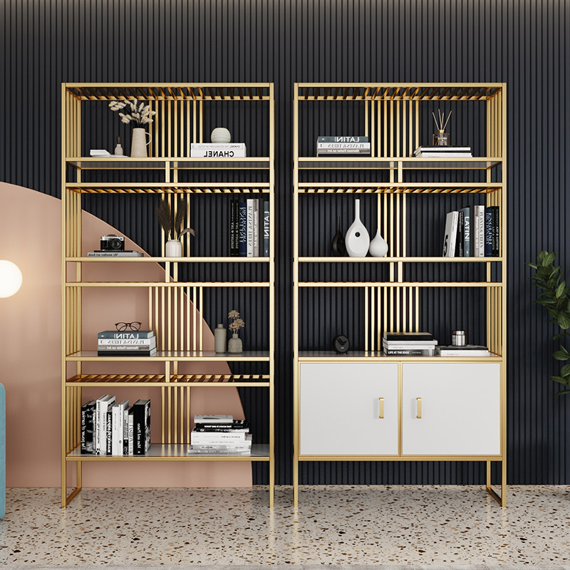 Light Extravagant Iron Art Bookshelves Office Metal Floor Shelves Nordic Beauty Salon Multilayer Containing shelf Living room bookcase