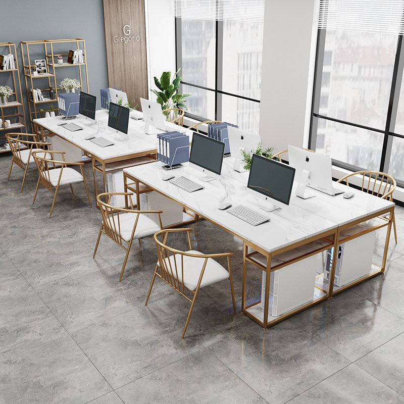 Modern Nordic Office Marble Desk Brief Minimalist Light Lavish Red Studio Computer Desk Reception Table