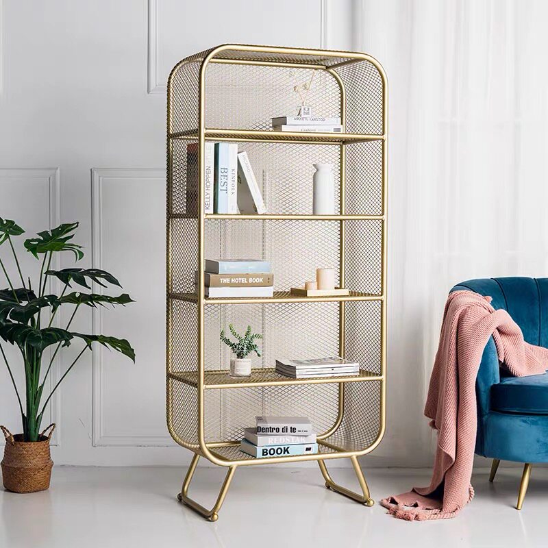 Nordic in landing bookshelf Living room Multi-layer shelf office bookcase network Red iron Art Frame display frame