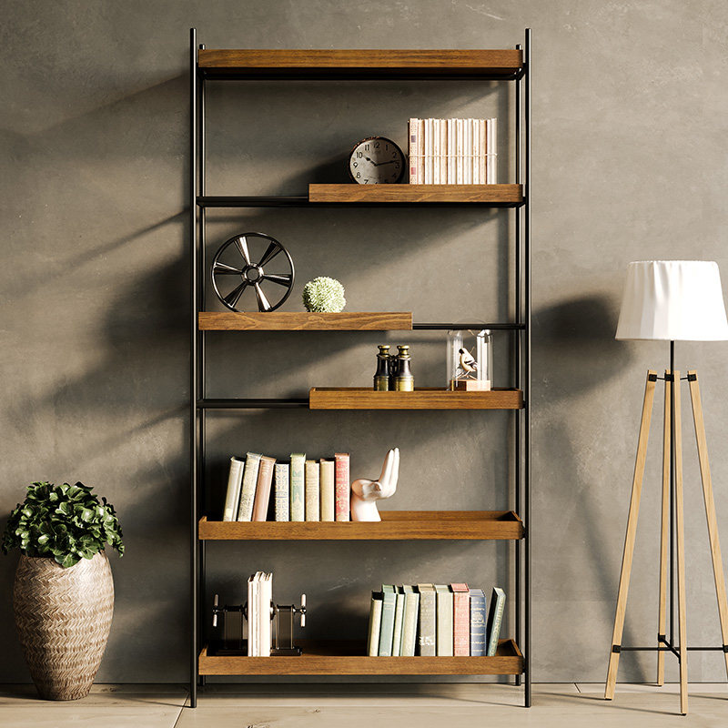 American Retro Decoration Iron Art Bookshelves Landing Industrial Wind Loft Office Shelves Cafe division shelves