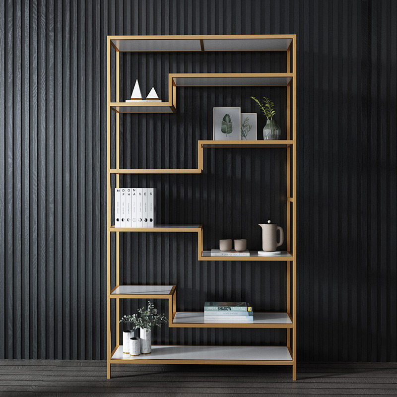 Xiaoluojing Light Luxury Creative Metal Shelf Floating Subway Art Bookshelf Art Styling Partition Shelf Presentation Rack