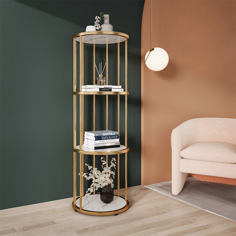 Nordic Living Room Decoration Landing Show Shelf Sofa Side Metal Bookshelf Wall Corner Corner Iron Art Shelf Corner Shelf