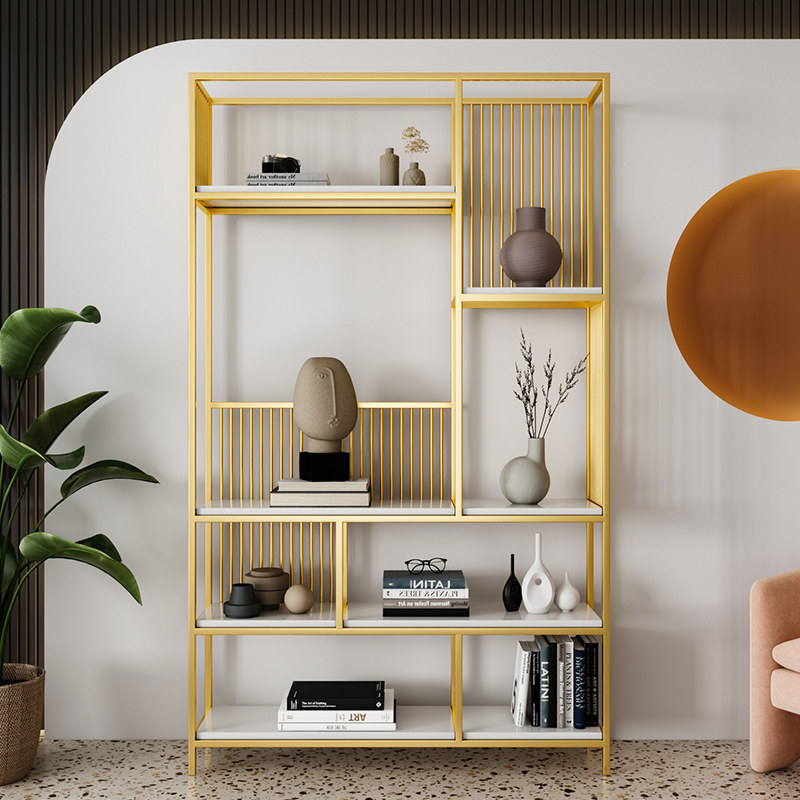 Internet celebrity personality wrought iron shelf creative floor golden bookshelf office display stand ins decorative display stand