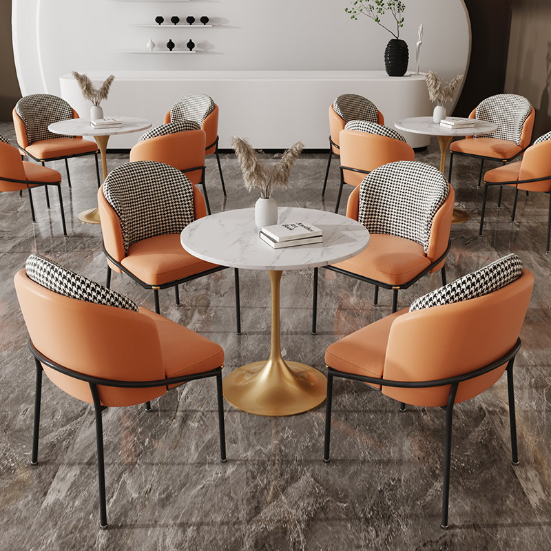 Modern minimalist talks table and chairs Combined office Reception Negotiations One table Four chairs Coffee room Milk Tea Shop Small Round Table