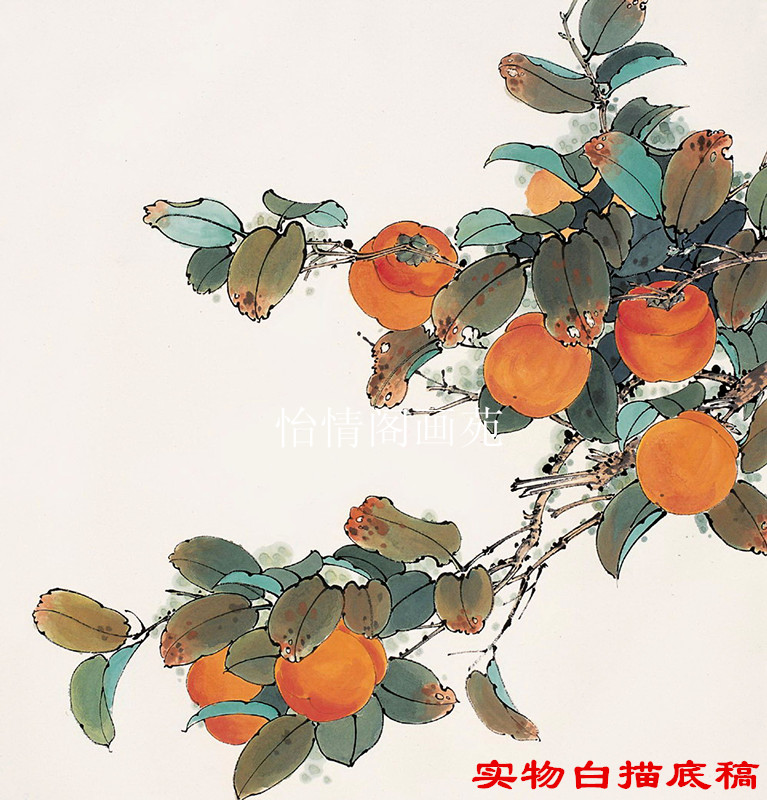 Work stroke white sketching base draft persimmon white sketching landscape figures Flowers Birds Animal Thread Sketch in Physical Paintreading 335