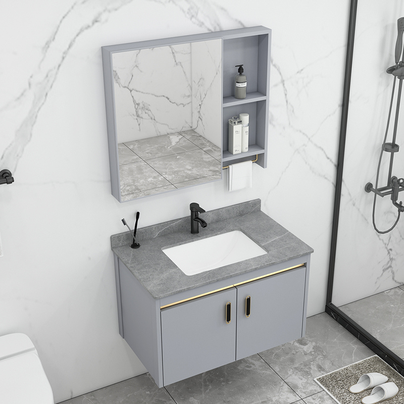 Modern Minima Light Lavish Rockboard Space Aluminum Bath Room Cabinet Combined Washbasin Integrated Washbasin Make-up Room Wash table