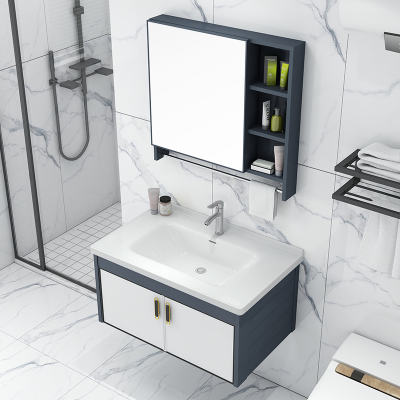 Bathroom suite Bathroom cabinet combined modern light luxury washbasin one space aluminum wash basin toilet wash