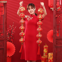 2021 Small red lantern series hanging ornaments High-end indoor New Year New Year scene decoration Spring Festival flocking