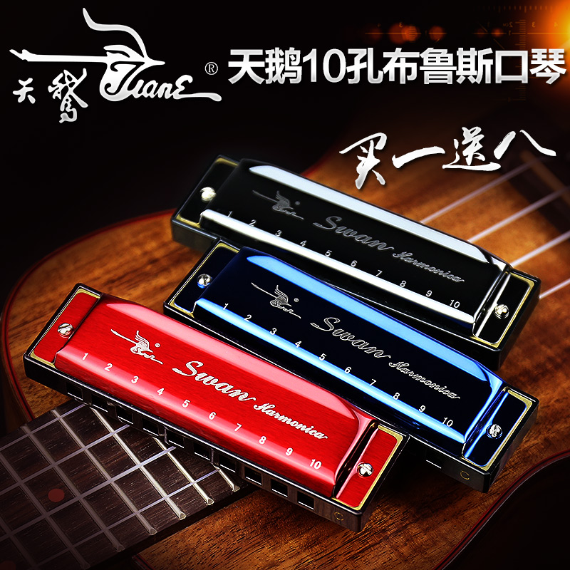 Swan 10 hole blues harmonica C tune children beginner adult Blues ten hole entry harmonica instrument