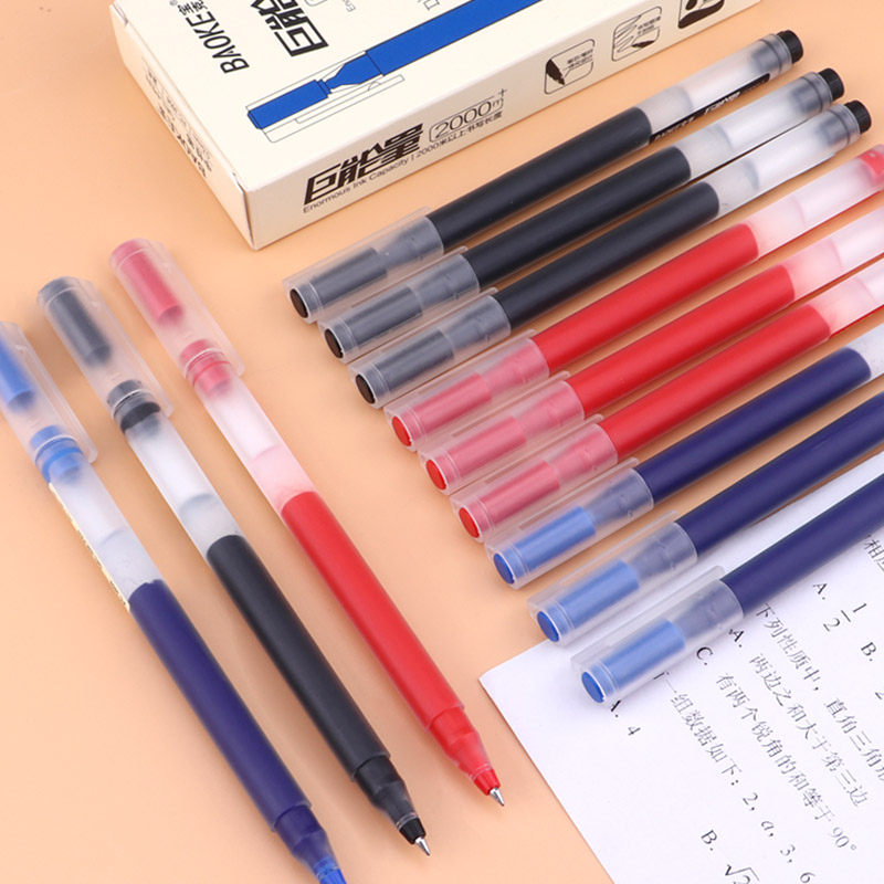 Baokeju can write gel pen 0 5mm large capacity business office signature pen Exam student bullet pen Signature pen Black red Blue Water-based pen Gel pen Simple brush pen transparent
