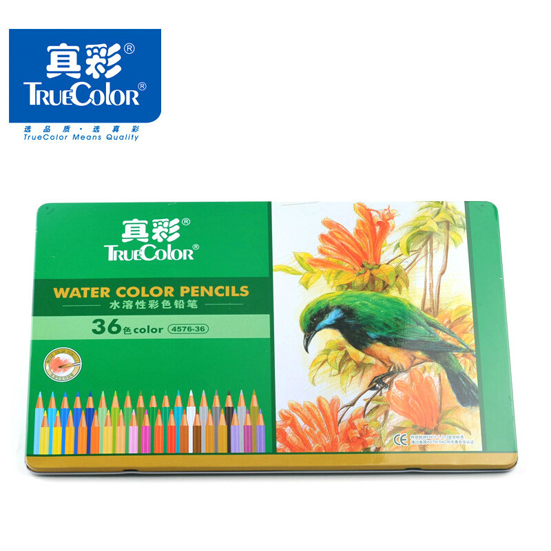True color 4576 hexagonal water soluble colored pencil 12 color 24 color 36 color 48 color iron boxed water soluble colored pencil