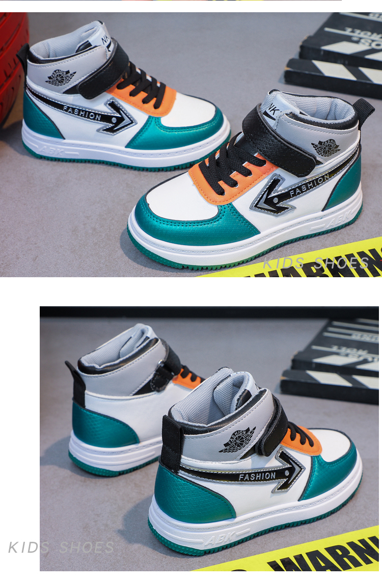 Boys' high top cotton shoes, sports children's board shoes, spring and autumn casual shoes, two cotton leather shoes,_voghion.com