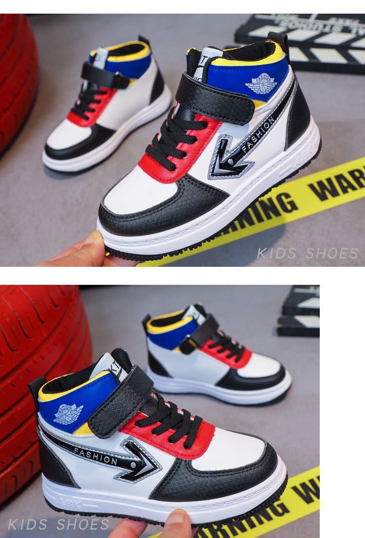 Boys' high top cotton shoes, sports children's board shoes, spring and autumn casual shoes, two cotton leather shoes,_voghion.com
