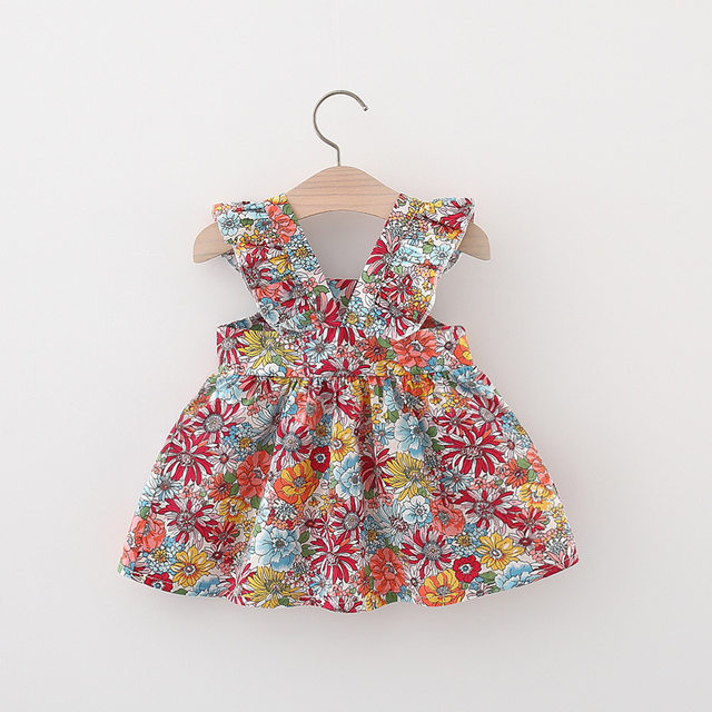 Girls dress summer dress 2023 new children's foreign style pure cotton floral dress one-year-old baby Korean princess dress trend