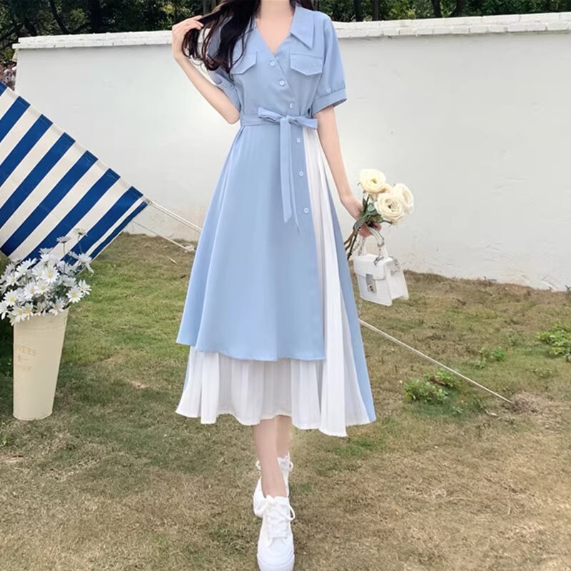 French-Style Niche Design Chiffon Dress for Women, Summer Plus Size, Irregular Elegant Hepburn-Style A-Line Long Dress