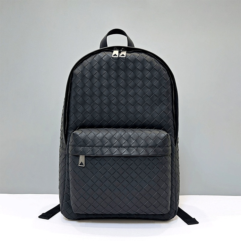 X&Bv Backpack Men's Backpack Genuine Leather Woven Men's Bag Fashion Trendy Business Travel Large Capacity School Bag