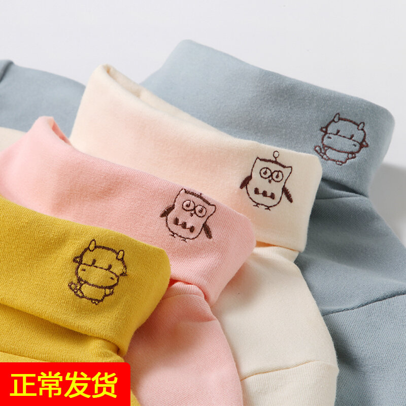 Children's turtleneck leggings Autumn and winter pure cotton girls long sleeves T-shirt spring dress boys autumn clothes baby warm tops