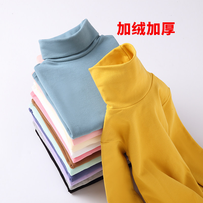 Children high collar and cashmere beating undershirt autumn winter pure cotton boy autumn clothes baby girl integrated suede thickened warm jacket