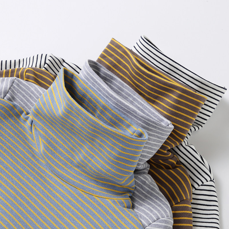 Boy striped long sleeve T-shirt spring loaded pure cotton children high collar bottom shirt spring autumn clothes girl autumn clothes baby blouses