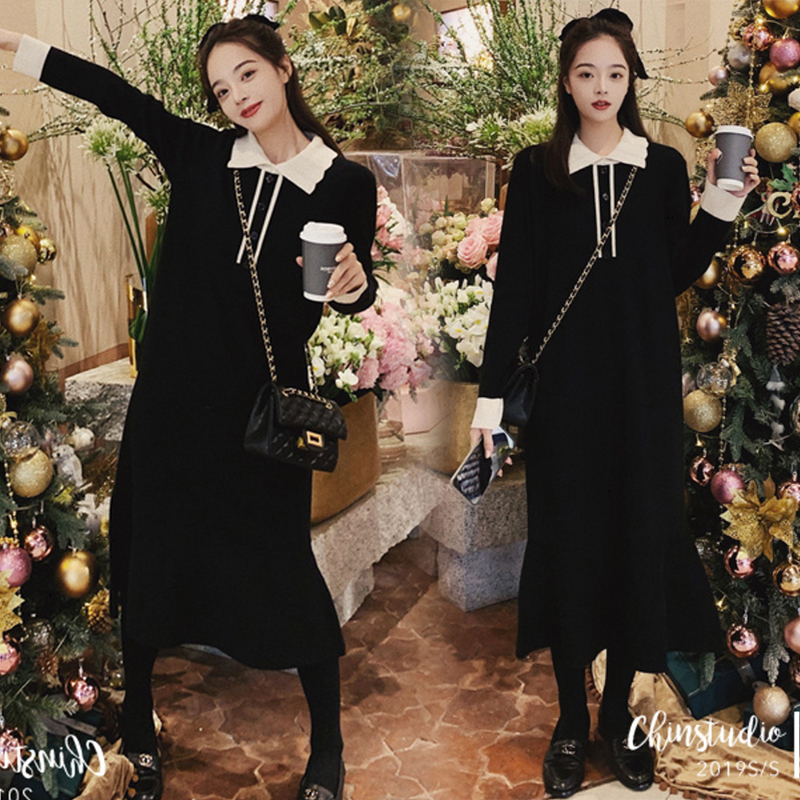 Pregnant women spring dress suit fashion models 2022 new online red pregnant long - edition sweater skirt spring and autumn coat