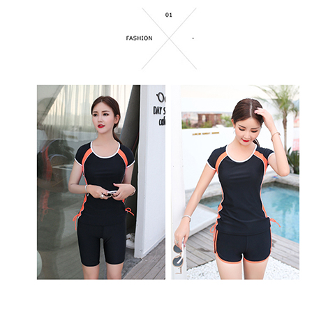 Kích thước lớn đồ bơi nữ võ sĩ quyền Anh năm điểm quần bảo thủ bìa bụng chia thể thao sinh viên mỏng ngắn tay áo chống mite chất béo MM 	bộ áo tắm 2 mảnh