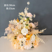 Rural wedding celebration site layout road guide Flower Ball simulation flower material Chinese wedding stage decoration flower