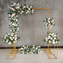 Mori rural outdoor wedding props custom wedding stage layout full set of background decoration wrought iron arch flower art