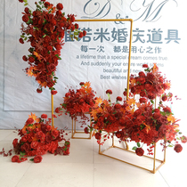 Mori wedding lawn wedding decoration scene own window background props floral Chinese style simulation flower